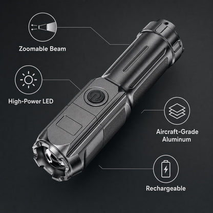 100000 Lumen Tactical USB Rechargeable LED Flashlight